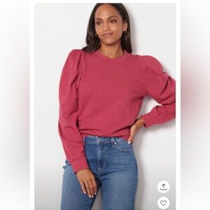 Z Supply Raspberry Puff Sleeve Sweatshirt - L